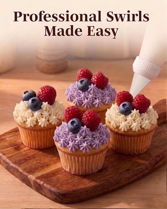 Reusable Plastic Piping Tips, Nozzles Standard Size Star Tip #17 (20pcs) | EZPiping Icing Nozzles with 2 couplers for Cake Decoration and Dessert Design, Baking Supplies Base Ø 0.75" Height 1.25"