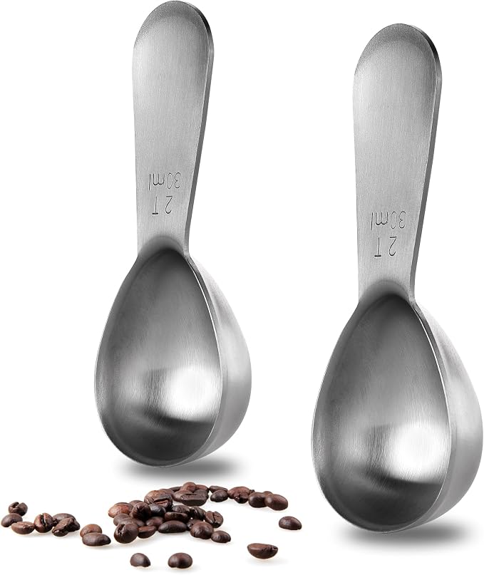 U-Taste 18/8 Stainless Steel Coffee Scoop: 2 Tbsp Scoop Measure Spoon, 2Pcs | Stainless Steel Tablespoon Measuring Spoon, Tablespoon Coffee Spoons, Short Handle Tbsp Scooper for Ground Coffee Bean Powder