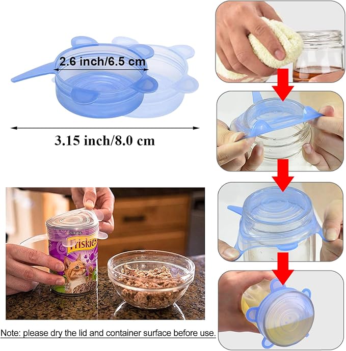 Silicone Can Lids (10-Pack of 2.6 inch), Reusable Silicone Stretch Lids for Pet Food Cans, Leakproof BPA-free Seal Can Covers for Soda/Beer Cans, Mugs, Cups, Canned Pet Foods