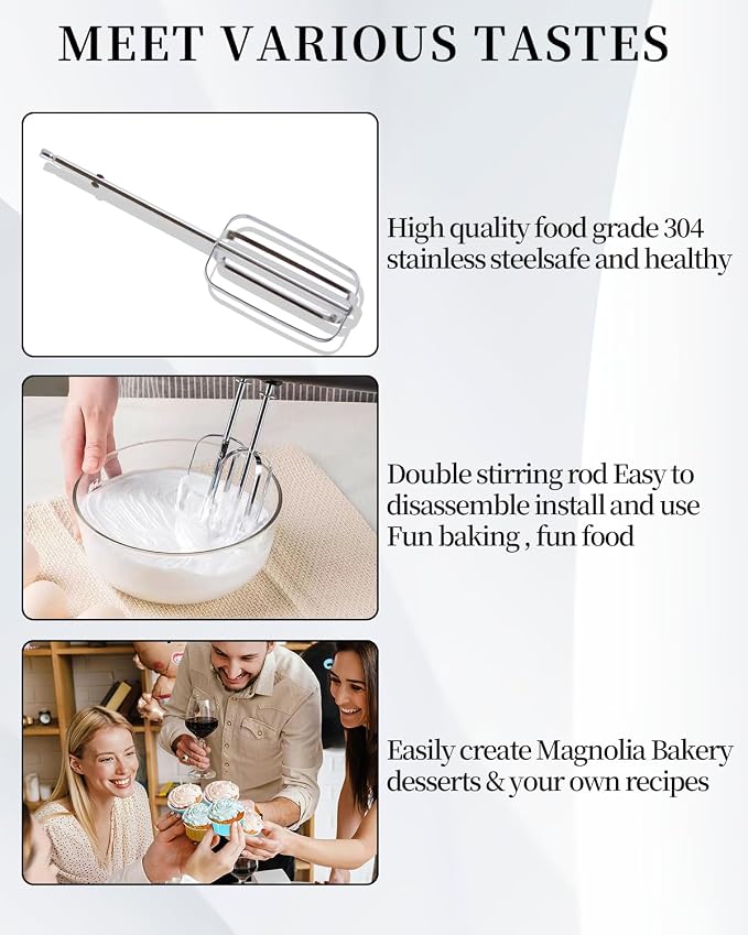2 Pcs Hand Mixer Attachments Beaters, Hand Mixer Beaters Attachments Kitchen Stainless Steel Replacement Parts for Hamilton Beach 62682RZ 62692 62695V 64699 Mixer
