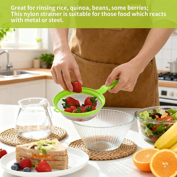 Luckyiren Kefir Strainer Set, 2-Size Plastic Non-Metal Sieve with Fine Mesh | 6.3" & 3.9" Diameter Double-size for Kefir Grains, Milk Kefir, Water Kefir & Kombucha - Durable, Food Grade & Easy Clean