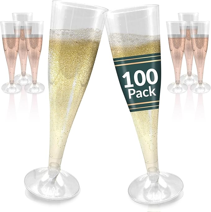 Reli. Champagne Flutes Plastic | 100 Pack | 4.5 oz - Clear | Premium Flutes | 100 Pack | Party-Perfect for Celebrations | Premium Plastic Champagne Flutes