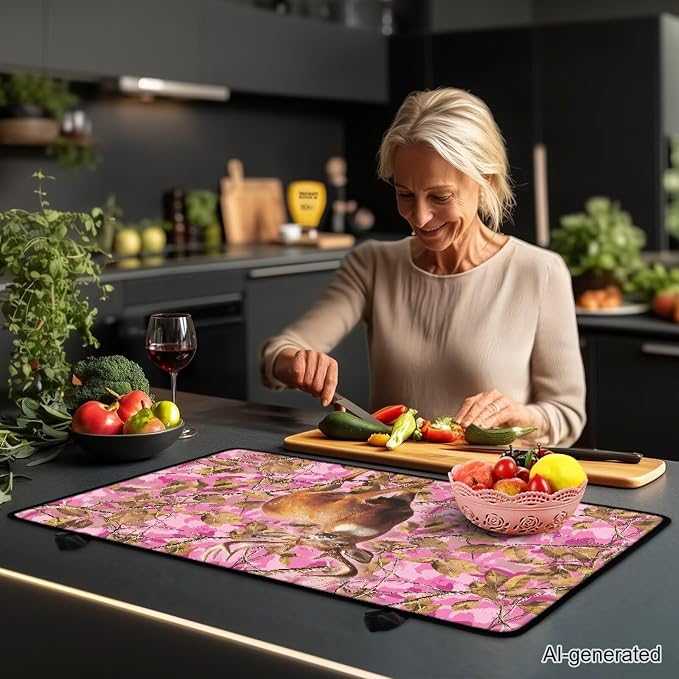 Deer Branch Electric Stove Top Cover Heat Resistant Range Covers for Electric Stove Folding Dish Drying Mat Extra Large Glass Cooktop Covers Printed Flat RV Range Top Mats