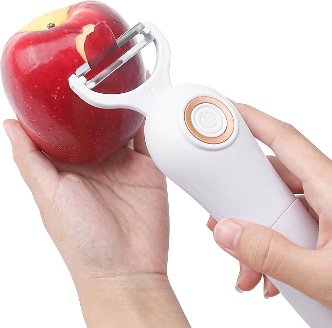 3-in-1 Electric Peeler Fruits and Vegetables Cordless for Kitchen, Handheld Julienne Blade Slicer Set Tool for Apples Carrot Potatoes Cucumber, Automatic Electrico Stainless Steel Pro Machine Gadgets
