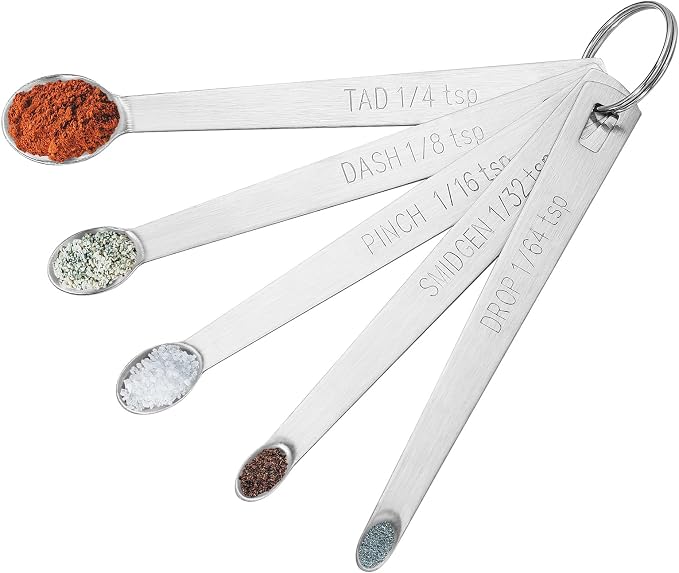 Cuttte 5PCS Small Measuring Spoons Set Teaspoon 1/4 1/8 1/16 1/32 1/64 tsp | Stainless Steel Tiny Measuring Spoons for Cooking Baking, Mini Teaspoons for Small Amount of Powders, Spices, Dry Ingredients