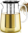 Aquach 74oz Glass Tea Pot with Infuser, Stovetop Safe Borosilicate Teapot | Dishwasher Safe, Plastic-free, Family Capacity, Precise Loose Leaf Filter, Easy-clean Opening