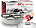 EXCELSTEEL Non Stick Easy Use Rust Resistant Home Kitchen Breakfast Brunch Induction Cooktop Egg Poacher, 4 Cups, 18/10 Stainless Steel