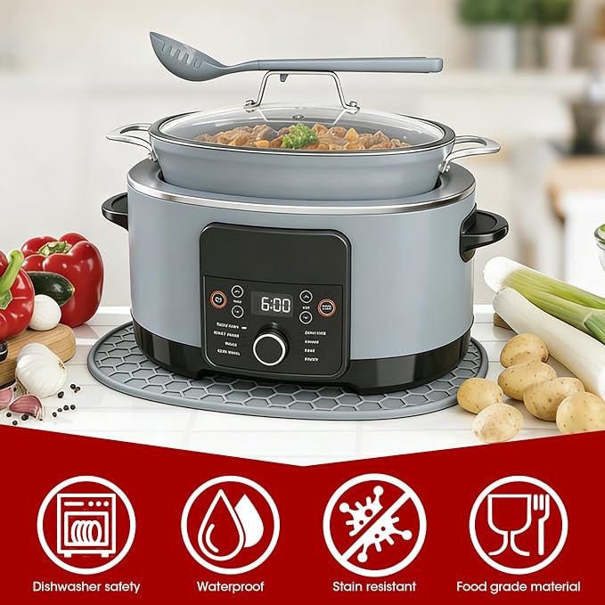 Silicone Heat Resistant Mat for Ninja Foodi Possible Cooker Pro 8.5 Qt MC1000,MC1001,MC1010 Slow Cooker Crock &Ninja MC2001 PossibleCooker PRO Plus 8.5 QT Accessories,Kitchen Countertop Protector Pad