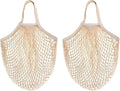 CABAX Cotton Mesh Produce Bags, Reusable Grocery Fruit Food Bags, Net String Shopping Tote Bag, Pack of 2