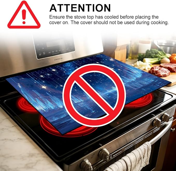 Blue Starlight Stove Top Cover 28.35x20.47 in Non Slip Mat | Heat Resistant Cooktop Protector Mat with Non-Slip Backing, Scratch Protection and Countertop Drying Mat.