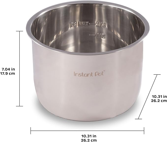 Instant Pot Stainless Steel Inner Cooking Pot 8-Qt, Polished Surface, Rice Cooker, Stainless Steel Cooking Pot
