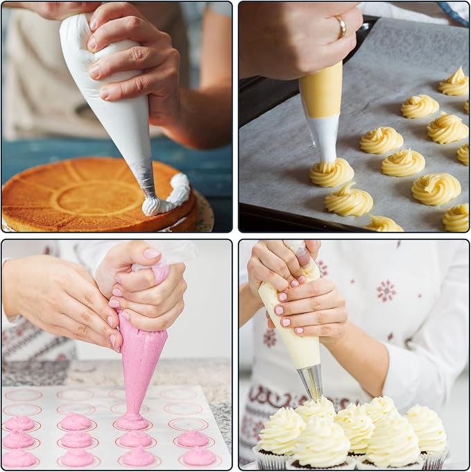 100 Pcs Disposable Piping Bags 10inch Anti Burst Pastry Bags Pastry Bag Pastry Crimpers Icing Piping Bags for Frosting Ideal for Cake Macarons Dessert Decorations Cookies Baking Cupcakes (Clear)