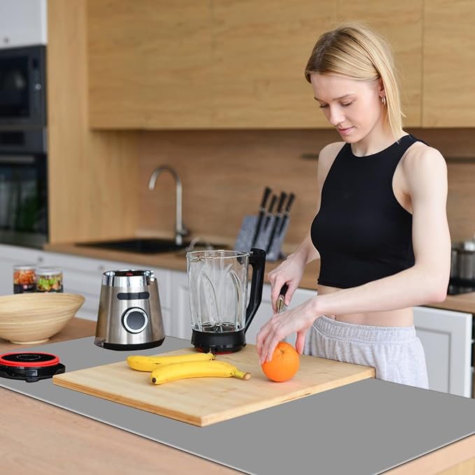 Silicone Protector Mat 47x24 Inch, Gray | 1.3mm silicone mat, heat resistant, non-slip & waterproof. Ideal for baking, painting, resin, welding and table protection.