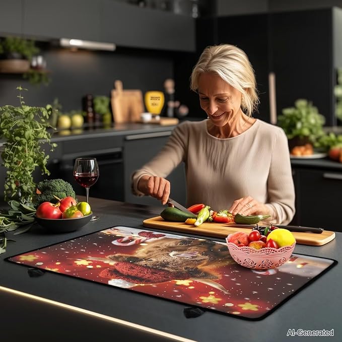 Christmas Highland Stove Top Cover for Electric Stove(30"x21"), Non-slip Silicone Glass Stove Top Protector, Waterproof Flat Top Oven Cover Mat, Multipurpose Countertop Mat
