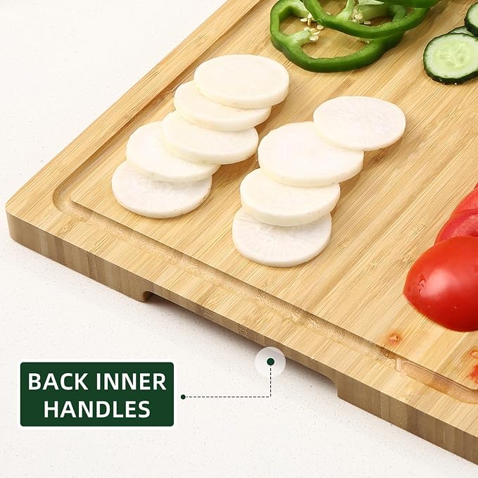 GarveeHome 18 in Large Bamboo Cutting Board, Wood XL Cutting Boards for Kitchen, Organic Wooden Butcher Block and Chopping Board for Meat and Vegetables