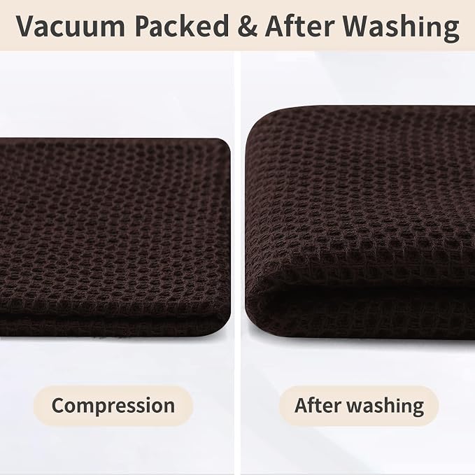 Homaxy 12 Pack 100% Cotton Kitchen Towels and Dishcloths Set, Dark Brown | 12 x 12 Inches and 13 x 28 Inches Kitchen Towels Set, Ultra Soft Absorbent Dish Cloths for Washing Dishes