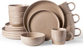 Famiware Milkyway 16-Piece Dinnerware Set with Mugs, Cinnamon Brown | Stoneware Plates and Bowls for 4, Dishes Set for Everyday/Formal Use, Microwave/Dishwasher Safe, Chip/Scratch Resistant