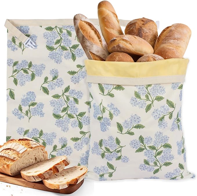 Reusable Beeswax Bread Bags for Homemade Bread & Sourdough, 2-Pack XL Airtight Food Storage Bags, Organic Cotton Linen Covers - Freezer-Friendly Freshness Preservation Keeps Fresh Longer