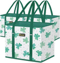 BALEINE 3PK Reusable Grocery Bags, Heavy Duty Shopping Tote Bag | 12'' Long Handles, Reinforced Bottom Keeps Upright, Fold Flat Storage, Water-Resistant Shopping Bag, Multiple Color Options