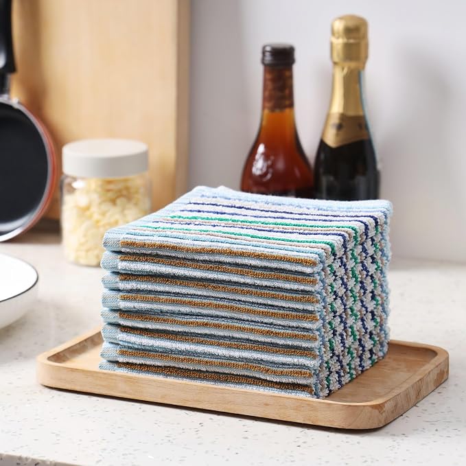 Kitchen Rags, Dish Cloths for Washing Wiping Cleaning Towels | Good Absorption, for Cleaning Drying Wiping, 100% Cotton Quick Dry Pack 8 Dishcloths, small dish towels 12x12 Inches