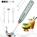 Colarlemo Milk Frother Handheld Rechargeable, Frother Wand Drink Mixer Electric Whisk for Coffee, Detachable With 3 Stainless Whisks, Hand Mixer for Lattes, Cappuccino, Matcha, No Stand, Sage Green