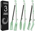 Kitchen Tongs for Cooking, Non Scratch Silicone Tip for Nonstick Cooking Pans, Food Grade Mini Serving Tongs, Pull Lock, Set of 3 (Green, 12 inch)