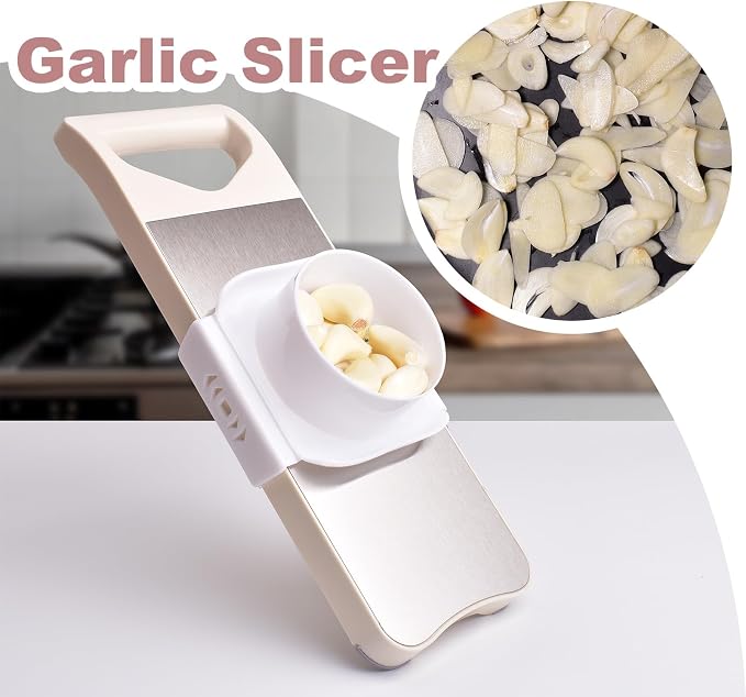 NACOLUS 6-Blade Mandoline Slicer for Kitchen with Waffle Fry Cutter | 6 blades:straight 1/3mm,shred 2/3mm,waffle,grater,slide-on hand guard,steel sliding track,garlic slicer,vegetable shredder