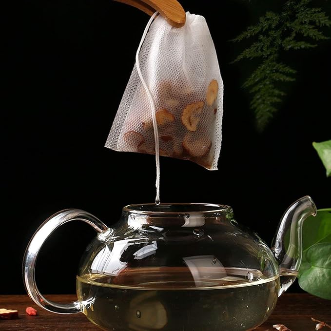 200 Pcs Disposable Tea Bags for Loose Leaf Tea, Empty Tea Bags for Loose Tea with Drawstring, Natural Tea Filter Bags