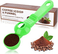 2-in-1 Coffee Scoop with Funnel, 2 Tbsp Measuring Spoon for Reusable K Cups, Ground Coffee, Protein Powder & Tea, Mess-Free Plastic Design（Green-1pack）