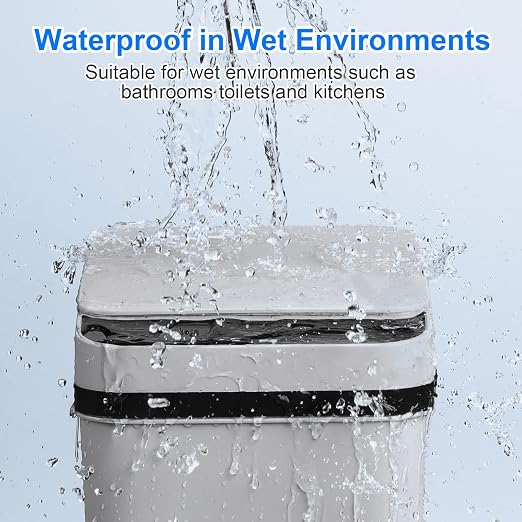 Anborry Smart Touchless Bathroom Trash Can 2.2 Gallon Automatic Motion Sensor Rubbish Can with Lid Electric Narrow Small Garbage Bin for Kitchen, Office, Toilet, Bedroom (Grey)