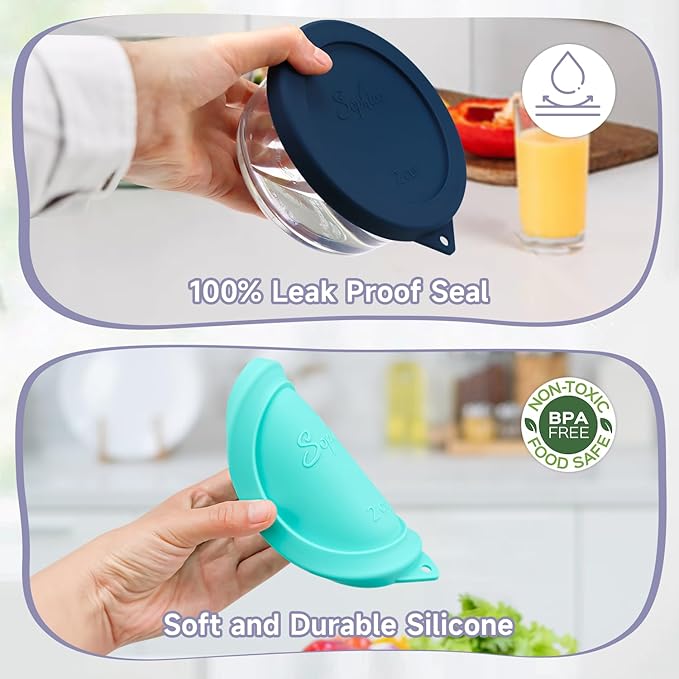 SOPHICO 2 Cup Silicone Lids Replacement for Pyrex & Anchor Hocking 7200-PC | Food Grade Silicone, Leakproof、Airtight Lids, Dishwasher Microwave Safe
