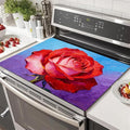 HOMETITUTE Spring Stove Top Covers for Electric Stove 28x20 Inches Red Rose Oil Painting Heat Resistant Glass Cooktop Protector Pad Decorative Stovetop Cover for Kitchen Coffee Bar Decor