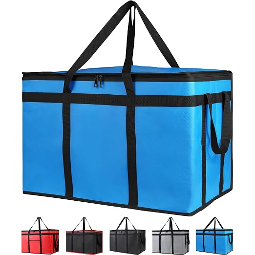 Bodaon Insulated Food Delivery Bag for Hot and Cold Meal, XXX-Large, Grocery Tote Insulation Bag for Catering, Pizza Warmer, Blue, 1-Pack | Grocery Tote Insulation Bag for Catering/Drivers for Hot and Cold Meal, Pizza Warmer, Cooler Bag, Food Warmers f...