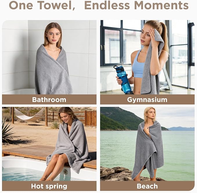 8 Piece Bath Towels Set, 2 Oversized 35 * 70 in Bath, 2 Hand, 4 Wash | Luxury Soft Microfiber, Super Absorbent Thick, Quick Dry, Shower Towels for Bathroom, Spa & Hotel, Sage Green