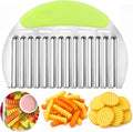 JAYVAR Large Crinkle Cutter French Fry Cutter, Potato Wavy Chopper | Stainless Steel Vegetable Crinkle Cutting, Large Wave Slicer, Onion Chopping Tool with Handle