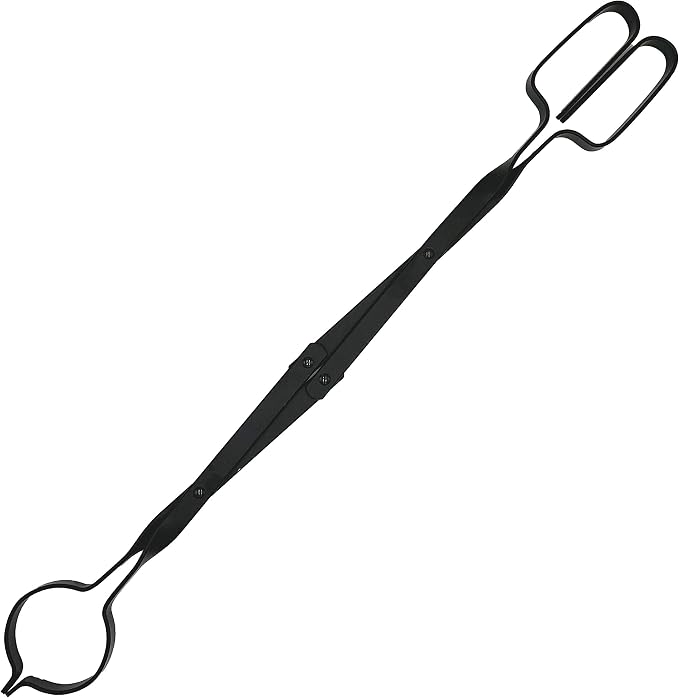 Rocky Mountain Goods Firewood Tongs - Reinforced Wrought Iron for Extra Strength - 26” - Grabber for up to 12” Thick Logs - Log - Rust Resistant Finish for Indoor/Outdoor Use (1)