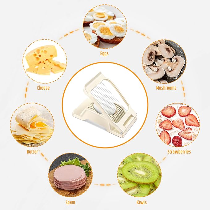 Multipurpose Heavy Duty Aluminium Egg Slicer, Stainless Steel Wire, White | Not Dishwasher Safe, Rust Resistant, Egg Cutter for Hard Boiled Eggs, Soft Food and Soft Fruit, Salads, Butter, Cheese, Spam