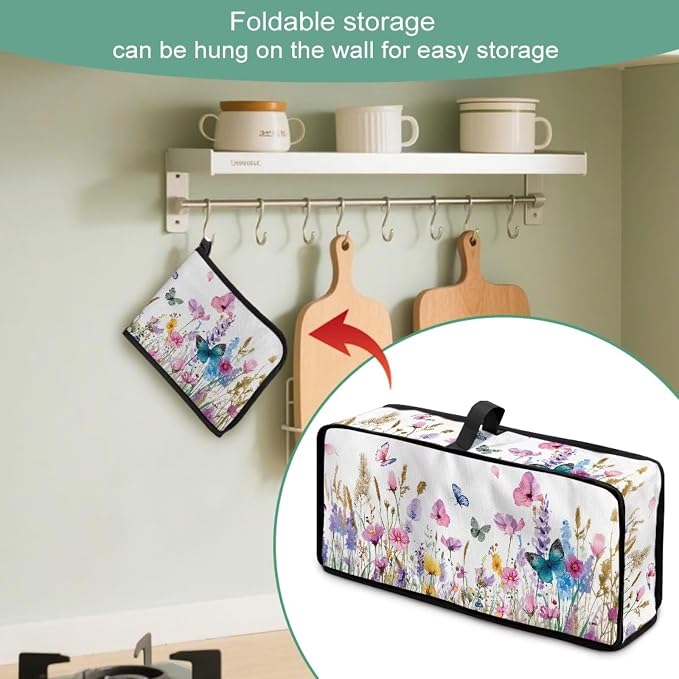 ZDCUSTOM Toaster Cover 2 Slice Slim Toaster Dust Cover Dustproof Kitchen Appliance Easy to Fold Dust Protection Bread Machine Cover for Long Slot Toasters Appliance Butterfly