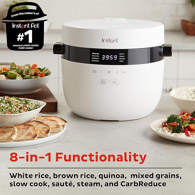 Instant Pot 20-Cup Rice Cooker, Rice and Grain Multi-Cooker with Carb Reducing Technology without Compromising Taste or Texture, From the Makers of Instant Pot, Includes 8 Cooking Presets