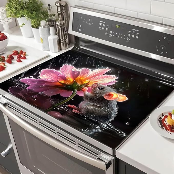 HOMETITUTE Rainy Mouse Stove Top Cover 28x20 Diatomite Mat