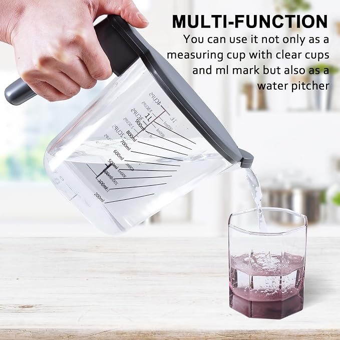 19-Pc Magnetic Measuring Cups and Spoons Set, with Lid, Black | Includes 1 cover, 9 stackable cups set & 9 black magnetic spoons, BPA-free & dishwasher safe, for liquid and dry baking