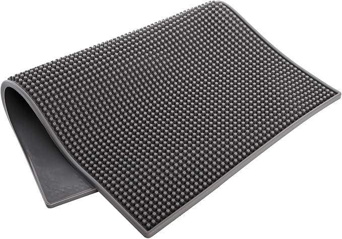 Tebery 3 Pack Rubber Bar Mat 18 x 12, Thick Durable and Stylish Bar Service Spill Mat, Non Slip Non-Toxic Grey Service Mat for Coffee, Bars, Restaurants Counter Top