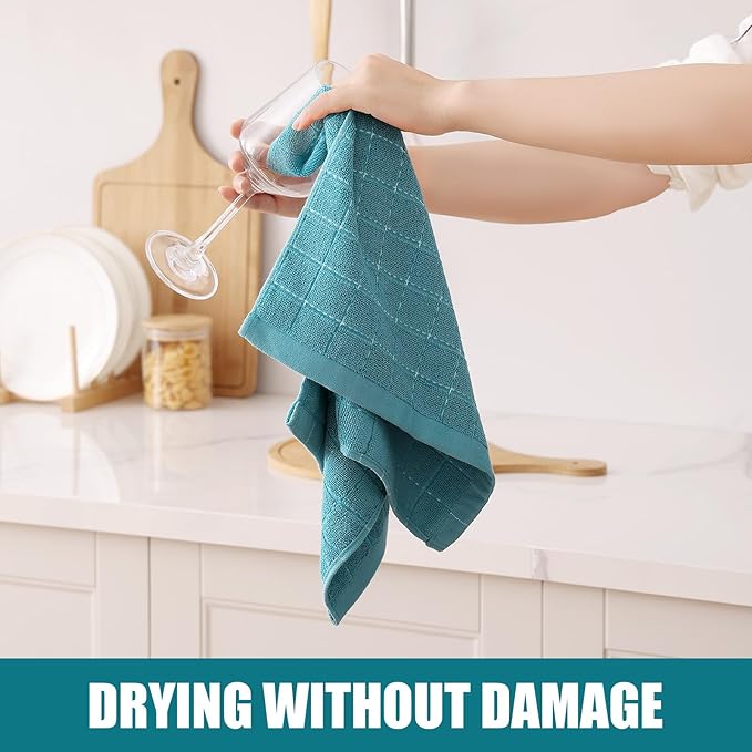 Homaxy 100% Cotton Terry Kitchen Towels, 6 Pack, Lake Blue | Ultra Soft and Absorbent Dish Towels for Kitchen, Suitable for Drying and Washing Dishes