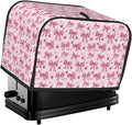 2 Slice Toaster Cover Pink Bow Pattern Cherry Dust Proof Washable Kitchen Appliance Cover with Pocket, Oxford Fabric Countertop Toaster Protector for Standard Toasters Small Appliances