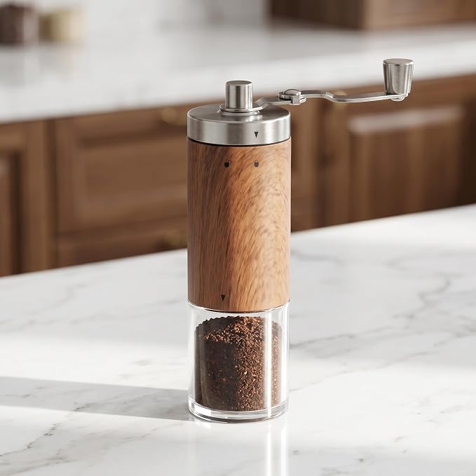 Manual Coffee Grinder,Adjustable Stainless Steel for Home & Travel | Detachable Body Cleans Easily. Ideal Portable Mill for Fresh Grounds At Camp, Office,or Daily Home use.