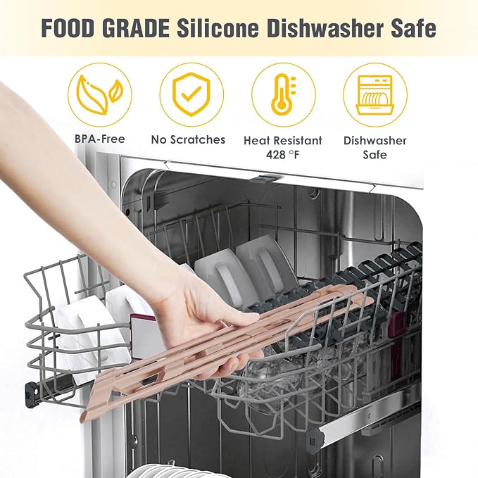 Tomorotec Roll Up Dish Drying Rack with Silicone Coating, Light Coffee | 304 Stainless Steel with BPA-Free Silicone, Triangle Design Maximizes Sink Corner Space, Fits Compact Kitchens And RVs
