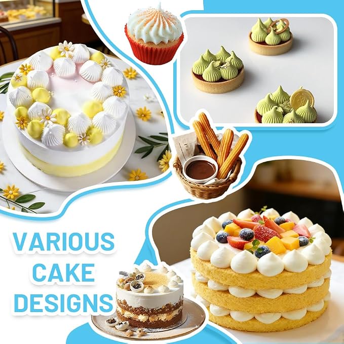 26PCS Extra Large Piping Tips and Bags Set,Jumbo Round Square Wide Star tip | for Churros,Eclairs,Macarons,Cupcakes,4Jumbo Frosting Nozzles,with 20Pcs 18Inch Large Pastry Bags Disposable,5Bag Ties,Bursh