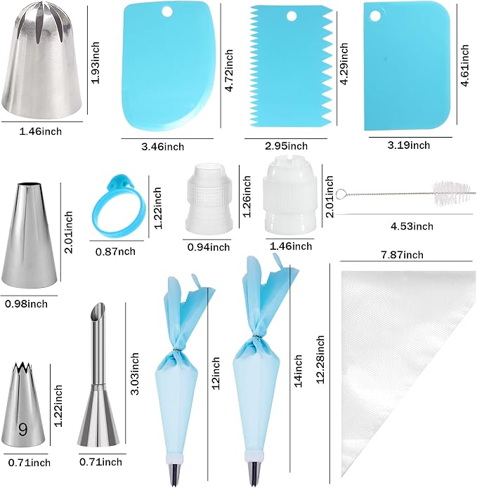 Makmeng Piping Bags and Tips Set - 50Pcs Cake Decorating Supplies Kit with Icing Frosting Nozzles,Icing Scrapers,Reusable & Disposable Pastry Bags - Baking Tools for Cookies,Cupcakes Cake Decorating