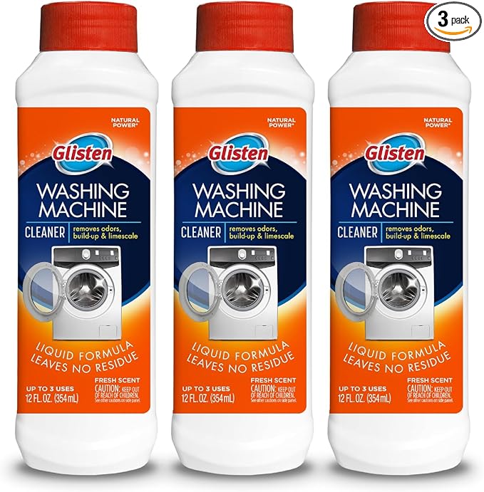 Glisten Washer Magic Washing Machine Cleaner and Deodorizer, 3 Bottles, Multicolor