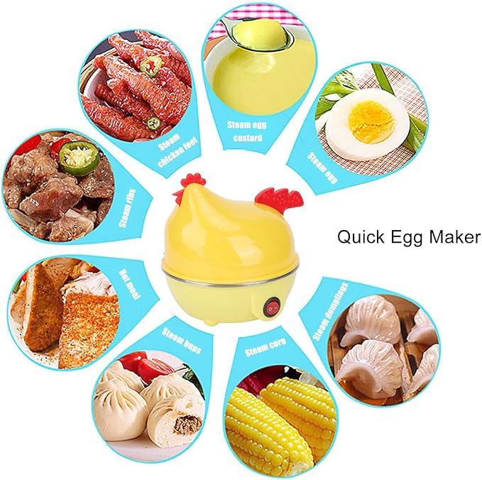Egg Cooker, Electric Egg Cooker Multifunction Chicken Shape Rapid Egg Boiler 7 Egg Capacity Automatic Shut Off Mini Breakfast Machine(US 110V)